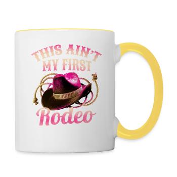 Ce n’est pas mon premier rodéo femmes rodéo cowboy - Mug contrasté - blanc/jaune - Droite