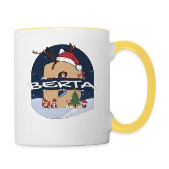 Awesome Berta Name w Santa Hat dans le thème de Noël - Mug contrasté - blanc/jaune - Droite