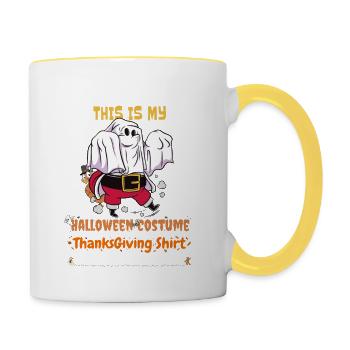 Aufgrund der Inflation ist dies mein Halloween - Tasse zweifarbig - Weiß/Gelb - Rechts