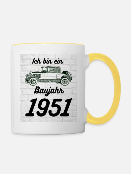 Oldtimer 1951 - Tasse zweifarbig - Weiß/Gelb