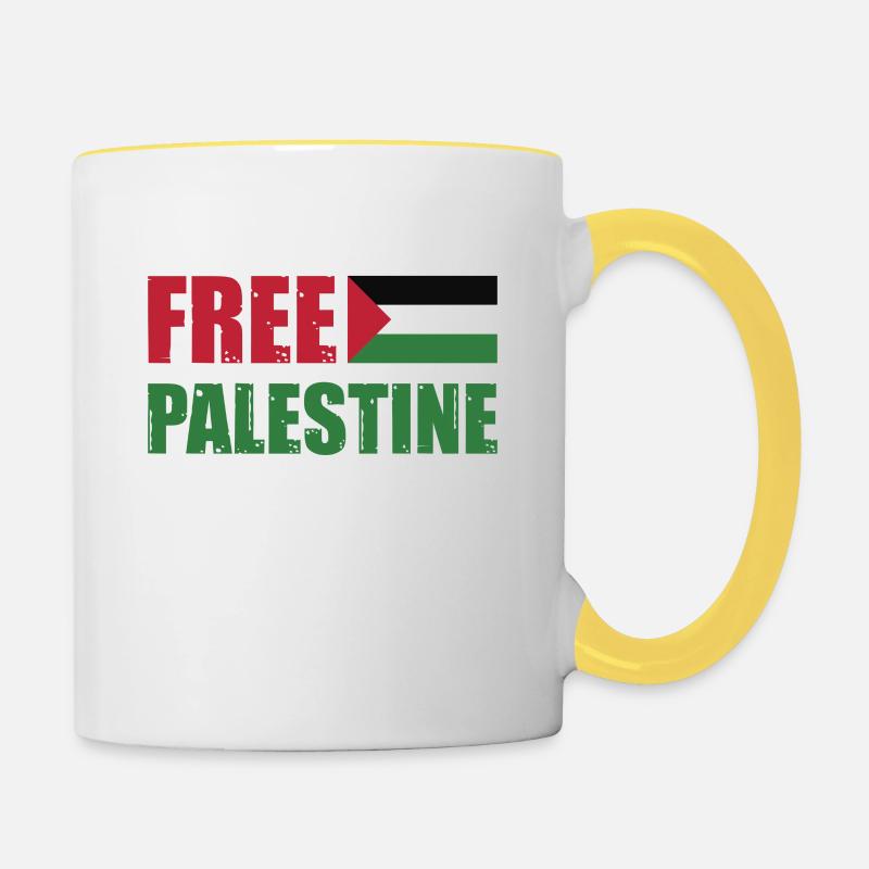 Palestine libre - Mug contrasté - blanc/jaune