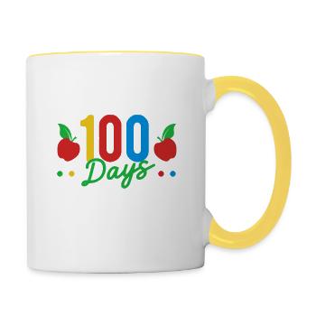 Mes élèves ont survécu 100 jours enseignant 100e jour - Mug contrasté - blanc/jaune - Droite