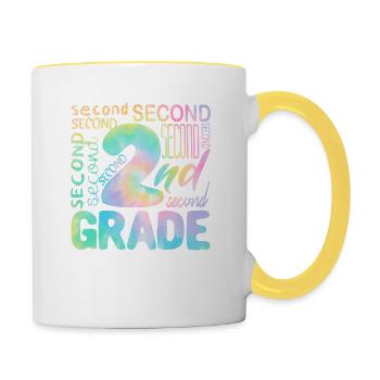 Tie Dye 2nd Grade Second Typography Team Student - Contrasting Mug - white/yellow - Right