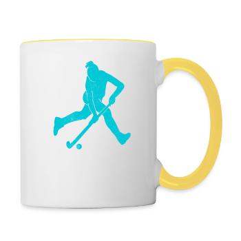 Don't Hate Us Because We Play Harder Field Hockey - Contrasting Mug - white/yellow - Right