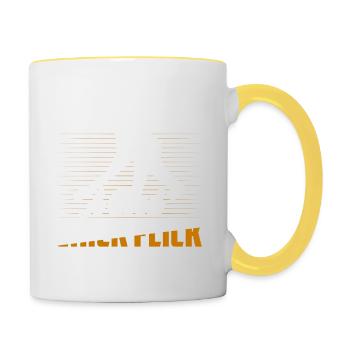 Gotta Love A Good Chick Flick Woman Field Hockey - Tasse zweifarbig - Weiß/Gelb - Rechts