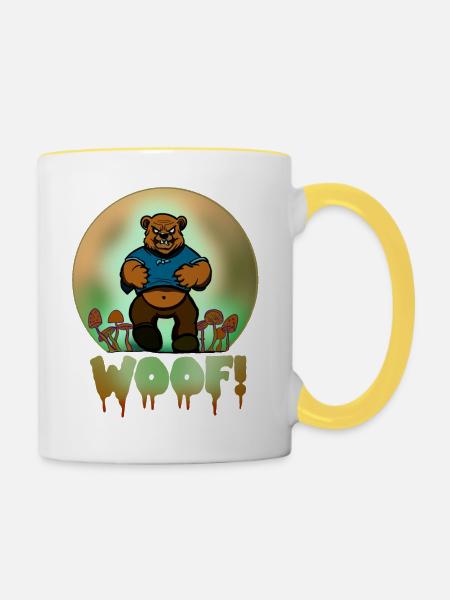 Woof Halloween Bär - Tasse zweifarbig - Weiß/Gelb