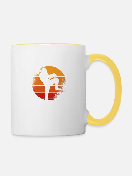 Muay Thai Boxing - Tasse zweifarbig - Weiß/Gelb