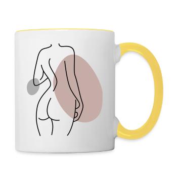 Abstraktes Design Rücken - Tasse zweifarbig - Weiß/Gelb - Rechts