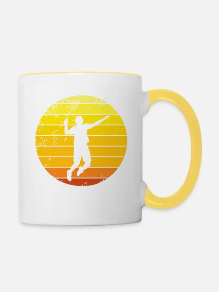 Badminton Badmintonspieler - Tasse zweifarbig - Weiß/Gelb