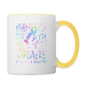 Tie Dye 4th Grade Typography Team Fourth Grade - Contrasting Mug - white/yellow - Right