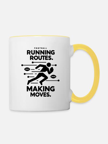 Laufstrecken: Bewegungen machen - Tasse zweifarbig - Weiß/Gelb