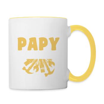 super papy bricoleur cadeau grand-père - Mug contrasté - blanc/jaune - Droite