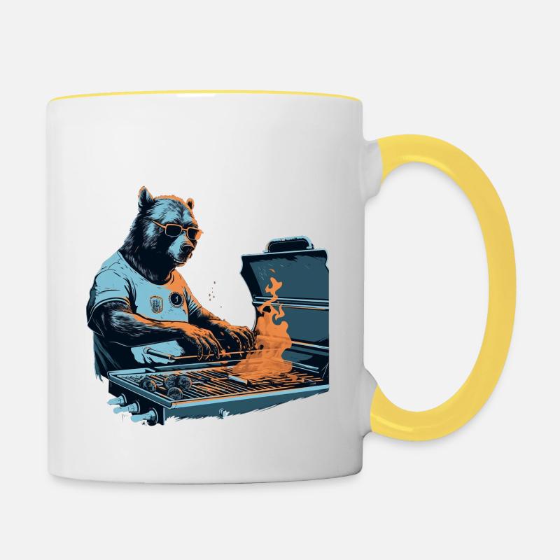 Bear Grills Barbecue BBQ Grilling Wilderness - Contrasting Mug - white/yellow