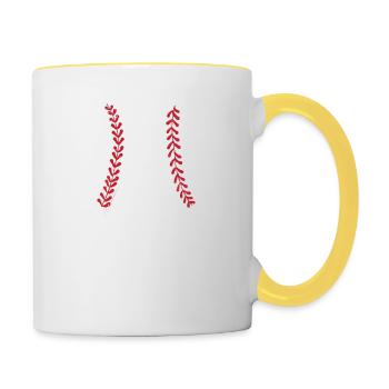 Baseball Herz Valentinstag Lustige Paare Passende - Tasse zweifarbig - Weiß/Gelb - Rechts