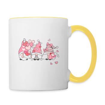 Traîner avec mes gnomes drôles de gnomes Saint-Valentin - Mug contrasté - blanc/jaune - Droite