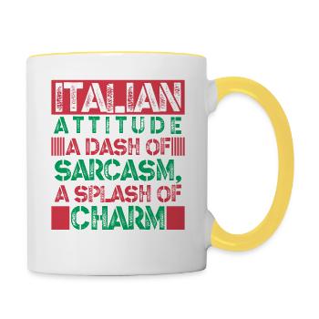 Drôle Sarcasme Italie Sarcastique Femme Italienne Sarcastique - Mug contrasté - blanc/jaune - Droite