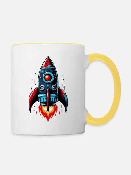 Raketenmann als Durchstarter Gewinner - Tasse zweifarbig - Weiß/Gelb