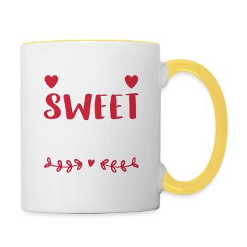 Eine süße Schwester Valentinstag Herz Paar - Tasse zweifarbig - Weiß/Gelb - Rechts