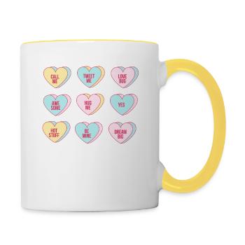 Happy Valentines Day Candy Conversation Hearts - Contrasting Mug - white/yellow - Right