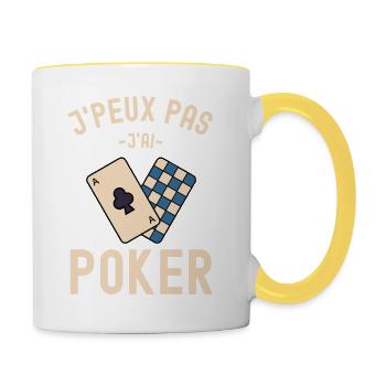 Jouer au poker - Mug contrasté - blanc/jaune - Droite