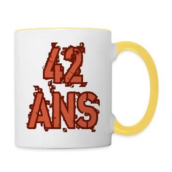 42 ANS - Mug contrasté - blanc/jaune - Droite