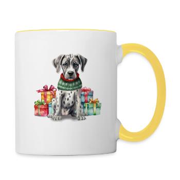 Dalmatie Chien Merry Woofmas Noël - Mug contrasté - blanc/jaune - Droite