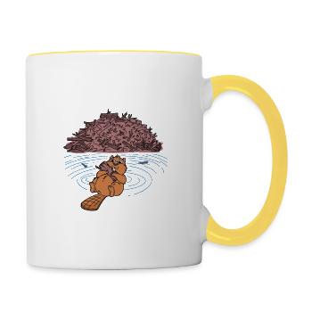 I Build Dams And I Gnaw Stuff Animal Beaver Rodent - Contrasting Mug - white/yellow - Right