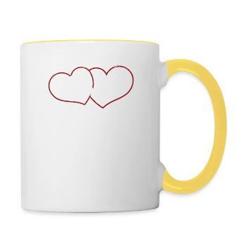 Amour de la Saint-Valentin assorti famille Couples coeur - Mug contrasté - blanc/jaune - Droite