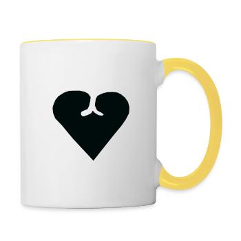 Herz schwarz böse schlecht verdorben Herzen Gefühl - Tasse zweifarbig - Weiß/Gelb - Rechts