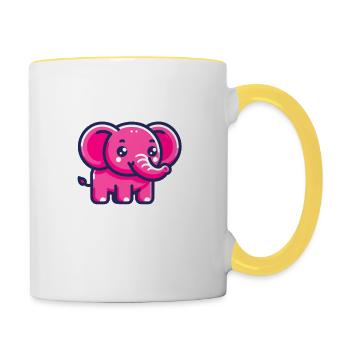 Retro Pixel Art Pink Elephant - Contrasting Mug - white/yellow - Right