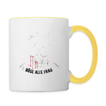 Böse Alte Frau Dame Sarkasmus Lustiges Sprüche - Tasse zweifarbig - Weiß/Gelb - Rechts