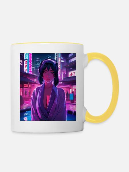 Japan - Tasse zweifarbig - Weiß/Gelb