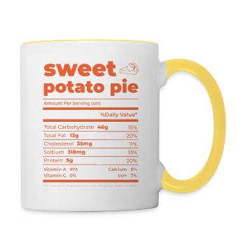 Tarte aux patates douces Thanksgiving Friendsgiving - Mug contrasté - blanc/jaune - Droite