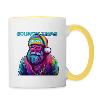SOUNDY XMAS Weihnachten Rave Club Dance - Tasse zweifarbig - Weiß/Gelb - Rechts