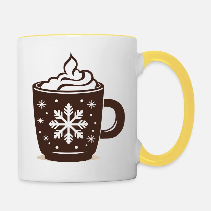 Chocolat chaud de Noël - Mug contrasté - blanc/jaune