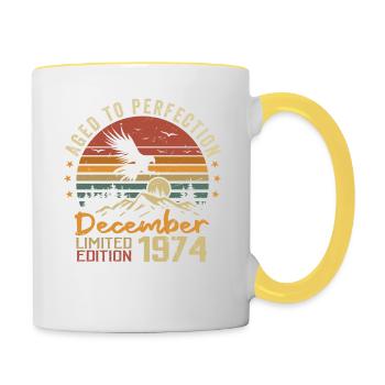 The legends were born in December 1974 - 1974 - Contrasting Mug - white/yellow - Right