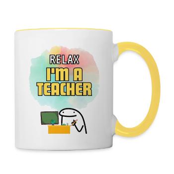 Dont Worry, I am a Teacher School Design - Contrasting Mug - white/yellow - Right