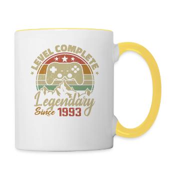 1993 Komplettes Level-Geburtstagsgeschenk - 1993 - Tasse zweifarbig - Weiß/Gelb - Rechts