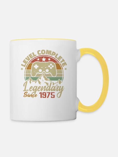 Cadeau D'anniversaire 1975 Niveau Complete - 1975 - Mug contrasté - blanc/jaune