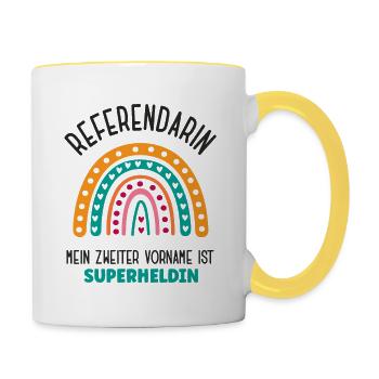 Referendarin Referendariat Studentin Lehramt Jura - Tasse zweifarbig - Weiß/Gelb - Rechts