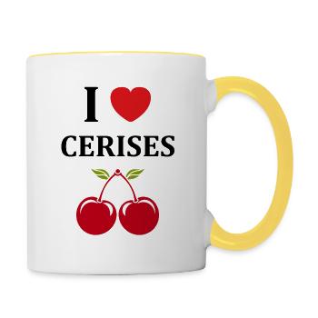 cerises - Mug contrasté - blanc/jaune - Droite