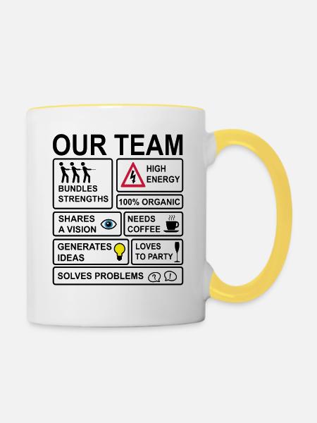 Team - Tasse zweifarbig - Weiß/Gelb