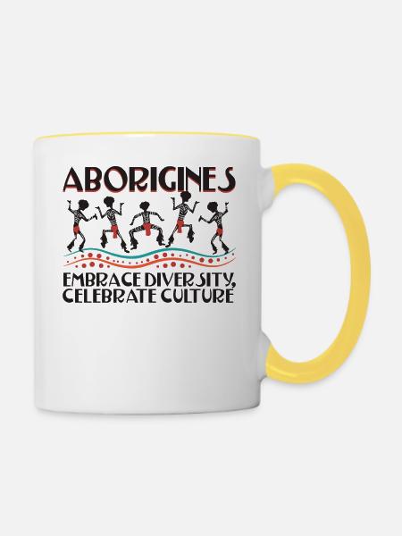Aborigines Embrace Diversity - Tasse zweifarbig - Weiß/Gelb