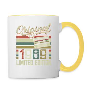 Vintage 1989 Retro Birthday Gift 1989 - Contrasting Mug - white/yellow - Right