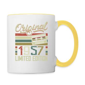 Vintage 1957 Cadeau D'anniversaire Rétro 1957 - Mug contrasté - blanc/jaune - Droite