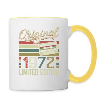 Vintage 1972 Cadeau D'anniversaire Rétro 1972 - Mug contrasté - blanc/jaune - Droite