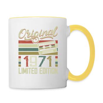 Vintage 1971 Cadeau D'anniversaire Rétro 1971 - Mug contrasté - blanc/jaune - Droite