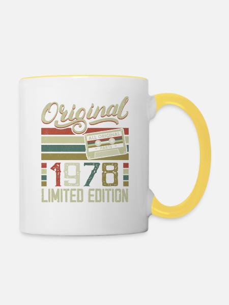 Vintage 1978 Cadeau D'anniversaire Rétro 1978 - Mug contrasté - blanc/jaune