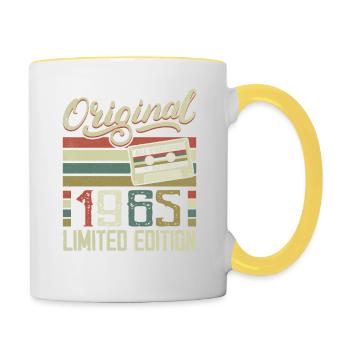 Vintage 1965 Retro Birthday Gift 1965 - Contrasting Mug - white/yellow - Right