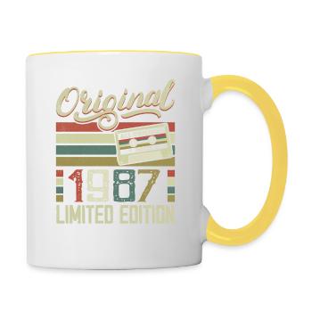 Vintage 1987 Cadeau D'anniversaire Rétro 1987 - Mug contrasté - blanc/jaune - Droite